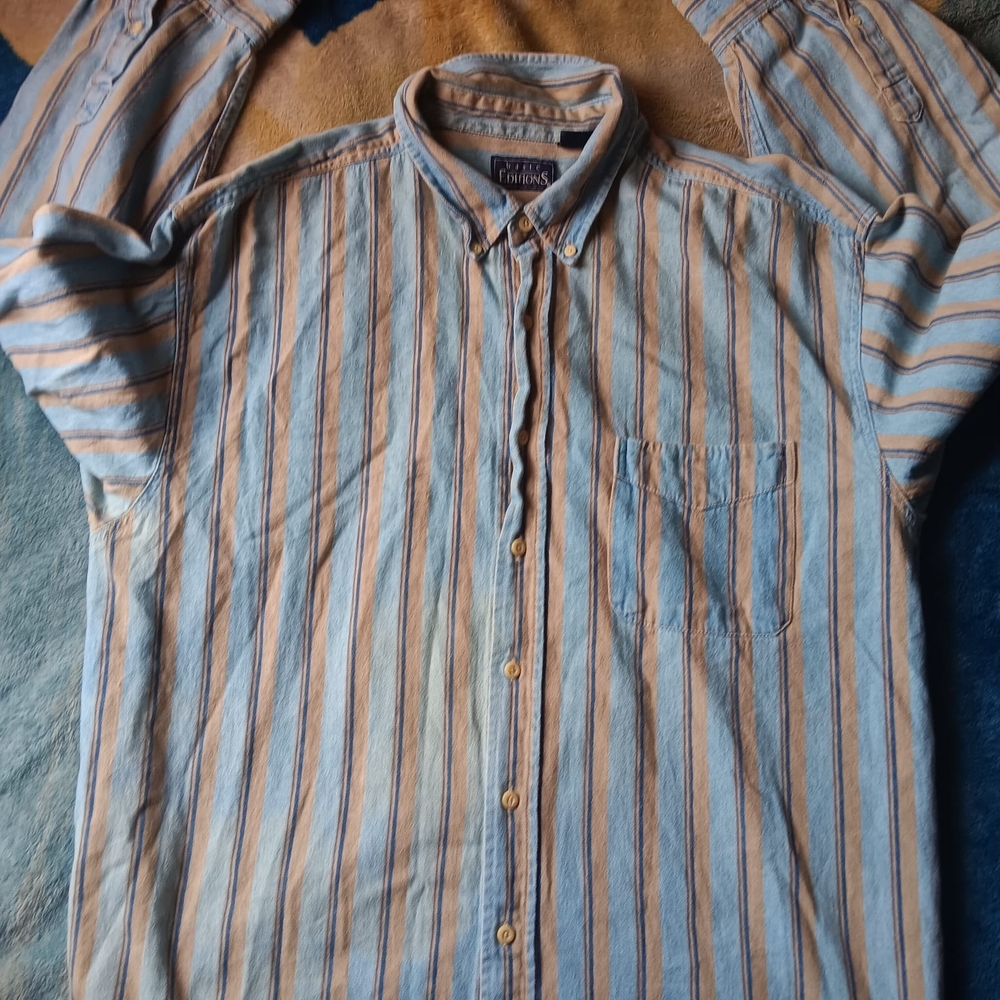 Vintage Basic Edition Striped Button-Up Shirt Den… - image 4